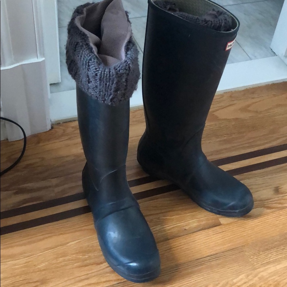 Original matte blue tall hunter rain boots